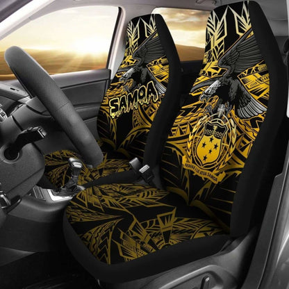 Samoa Polynesian Car Seat Covers - Eagle Tribal Pattern Yellow -