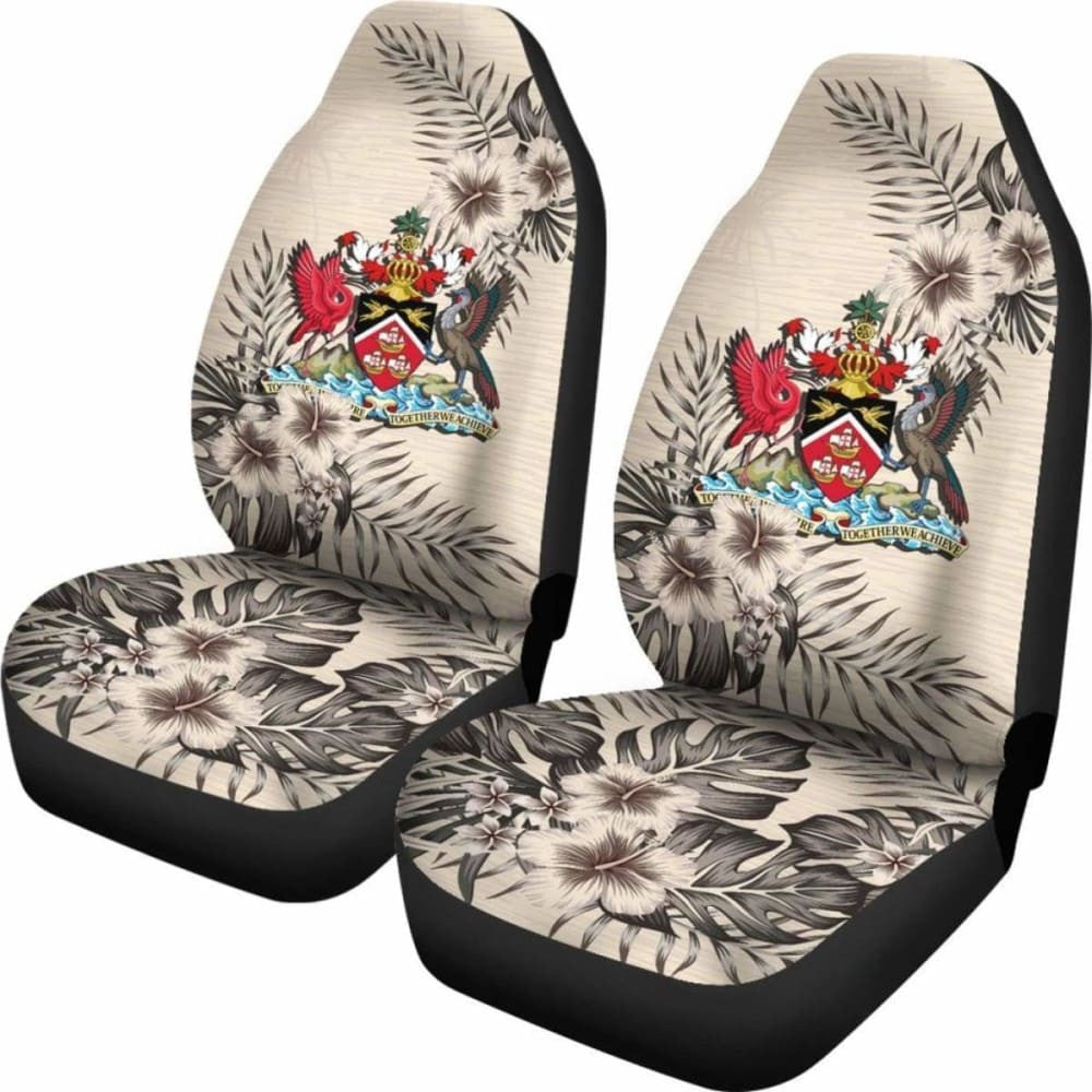 Trinidad And Tobago Car Seat Covers - The Beige Hibiscus (Set Of Two)
