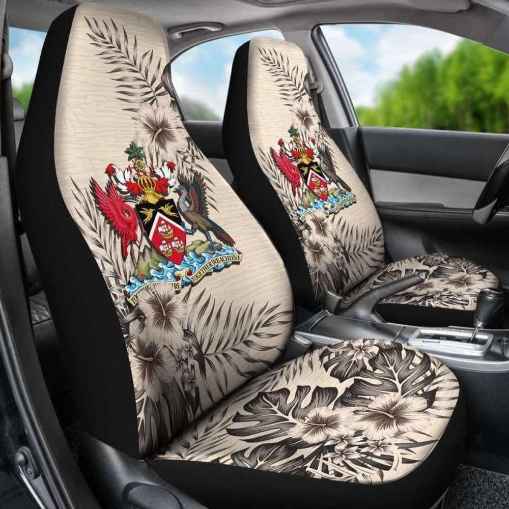 Trinidad And Tobago Car Seat Covers - The Beige Hibiscus (Set Of Two)