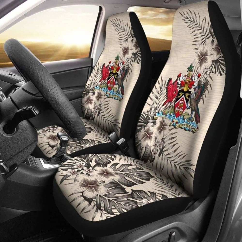 Trinidad And Tobago Car Seat Covers - The Beige Hibiscus (Set Of Two)