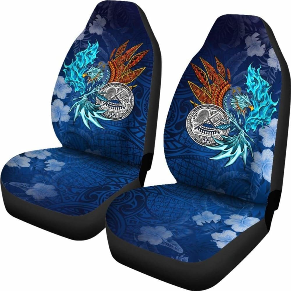 American Samoa Polynesian Car Seat Covers -  Blue Polynesian Eagle -