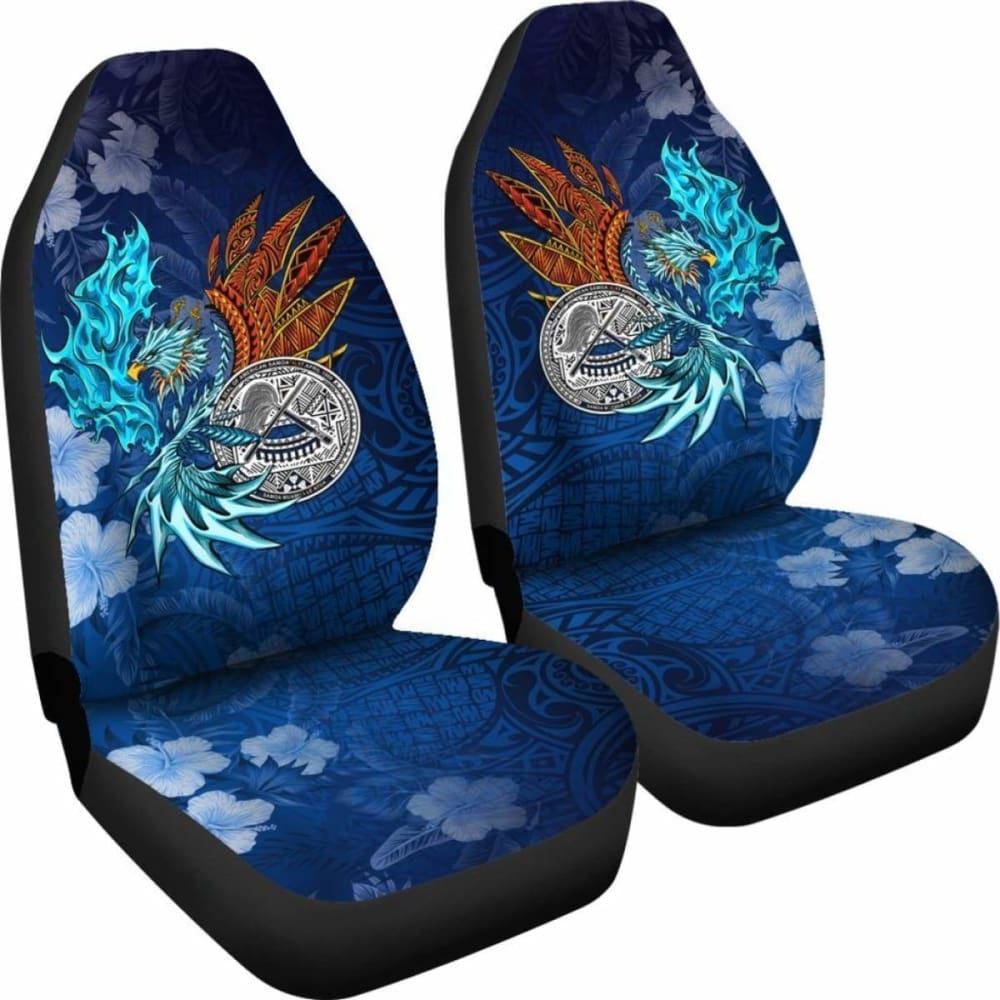 American Samoa Polynesian Car Seat Covers -  Blue Polynesian Eagle -