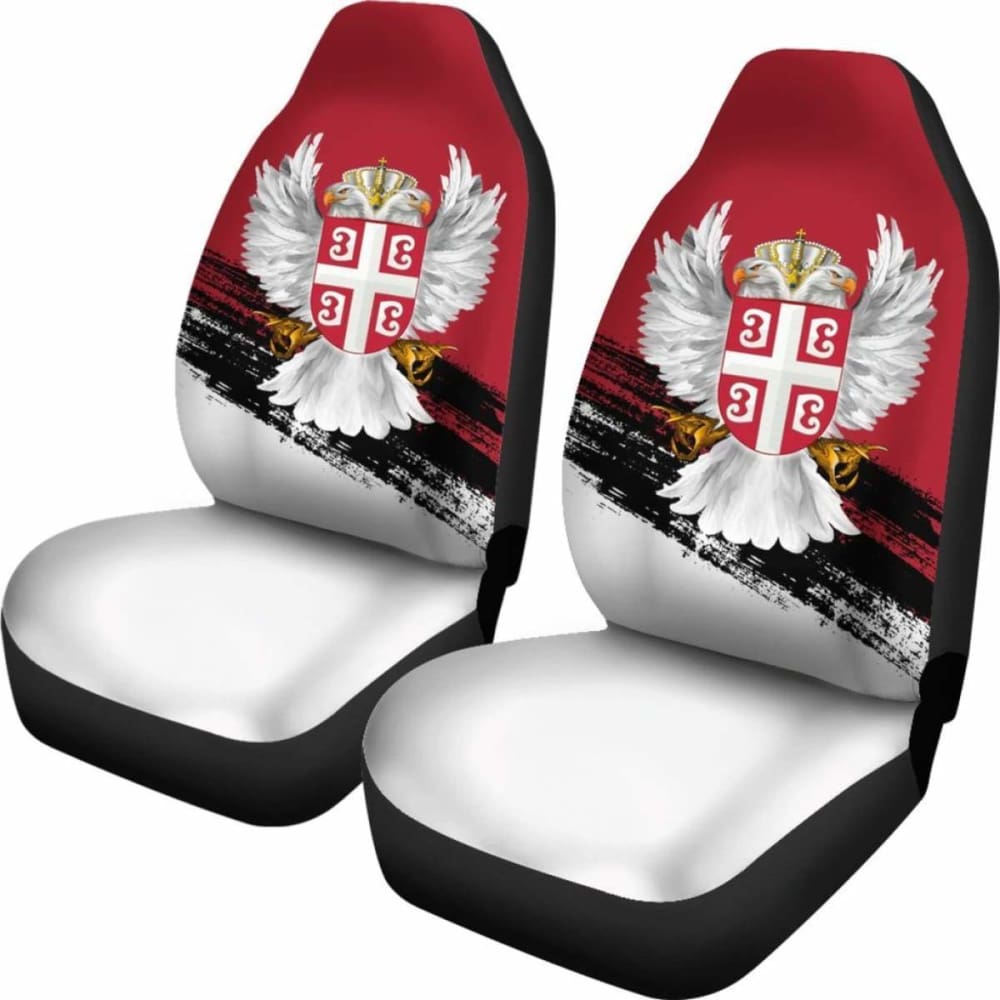 Serbia Car Seat Covers- Serbian White Eagle (Set Of Two)