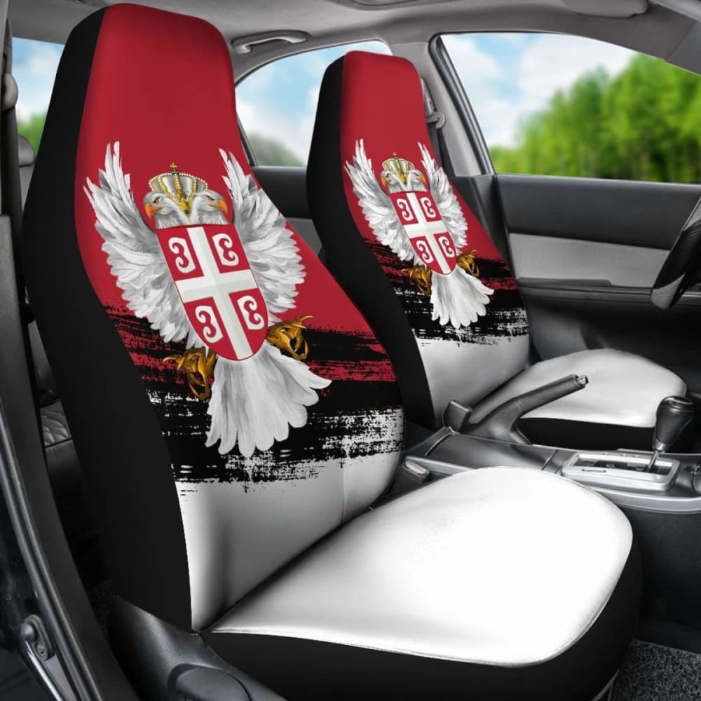 Serbia Car Seat Covers- Serbian White Eagle (Set Of Two)