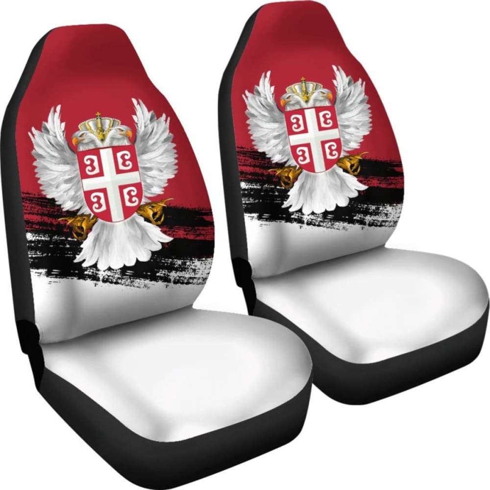 Serbia Car Seat Covers- Serbian White Eagle (Set Of Two)