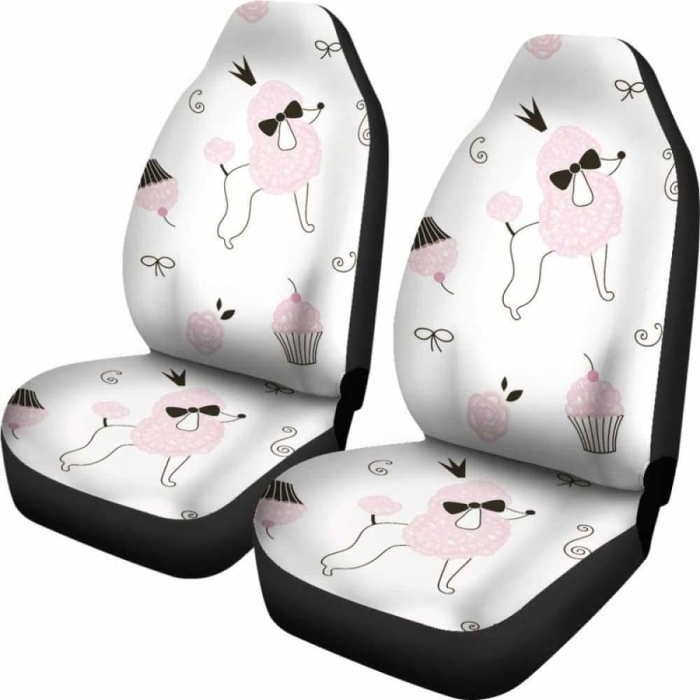 Poodle Art Patterns In White Theme Car Seat Covers
