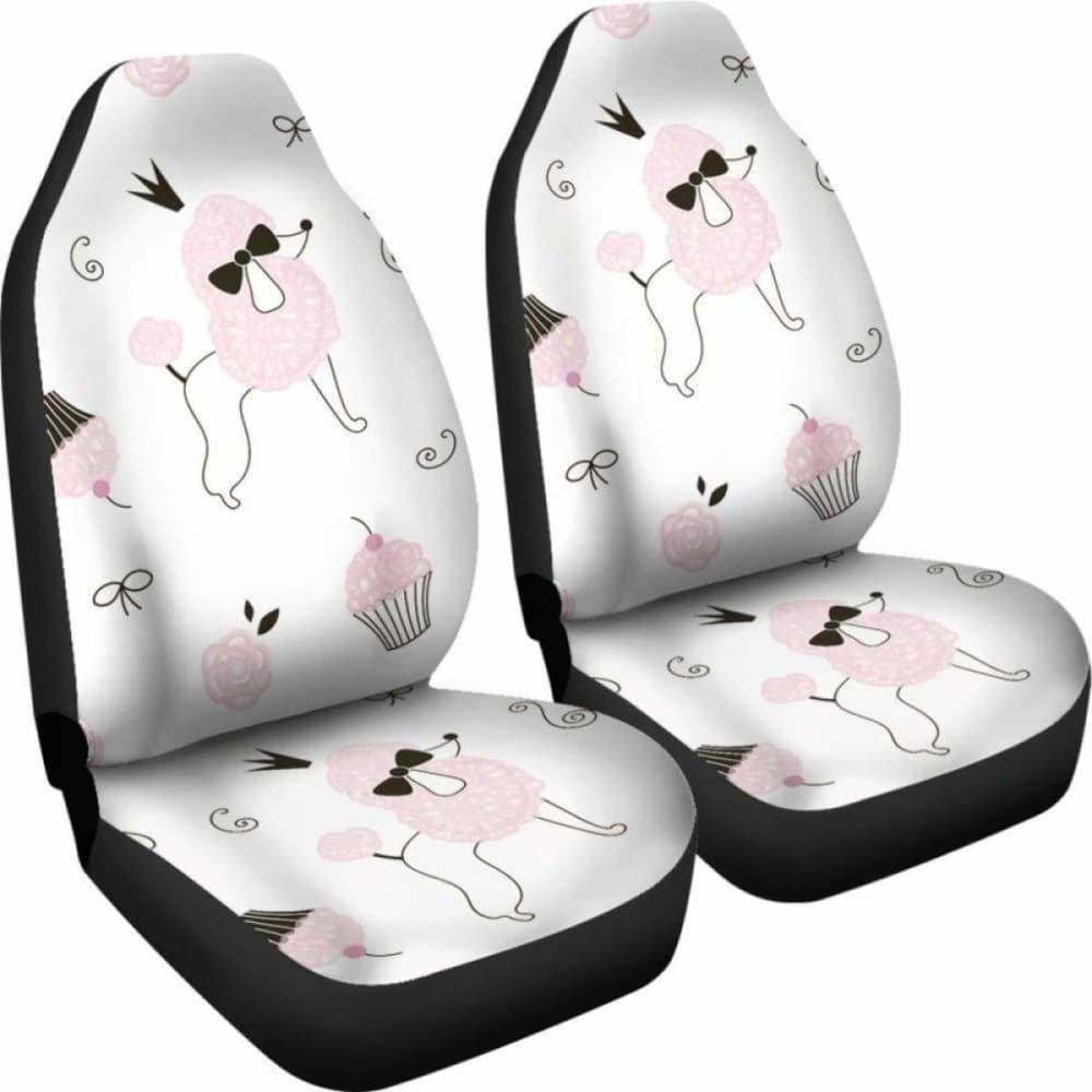 Poodle Art Patterns In White Theme Car Seat Covers