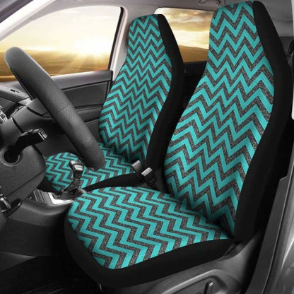 Rustic Teal And Gray Marble Chevron Car Seat Covers