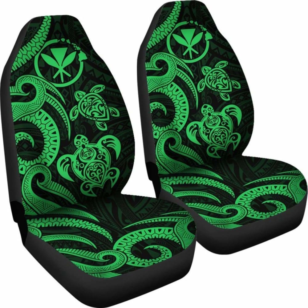 Polynesian Hawaii Car Seat Covers - Green Tentacle Turtle -