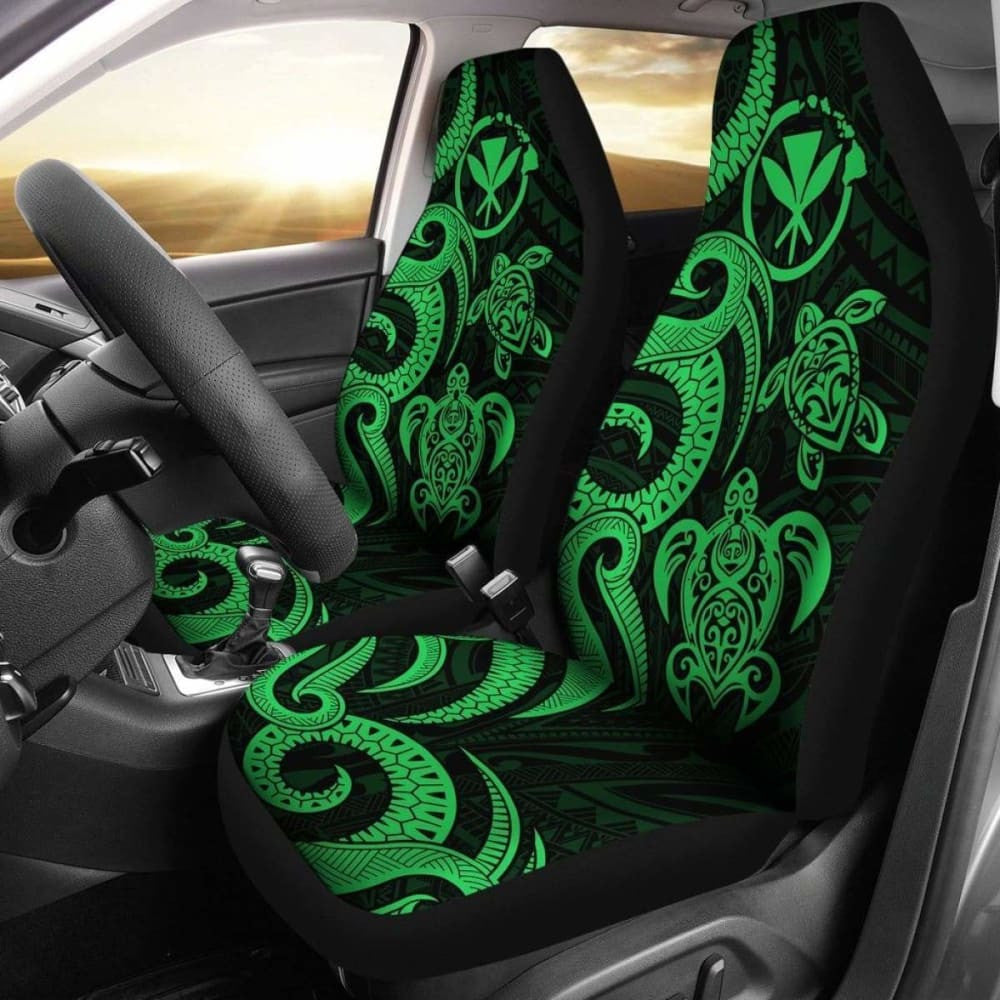 Polynesian Hawaii Car Seat Covers - Green Tentacle Turtle -