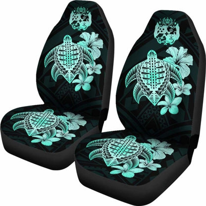 Tongan Car Seat Covers Hibiscus Plumeria Mix Polynesian Turtle Turquoise Awesome