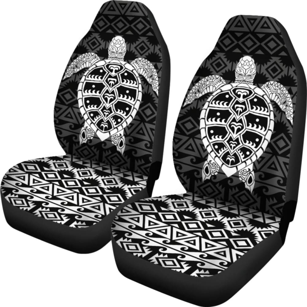 Polynesian Car Seat Covers - Polynesian Turtle Pattern White