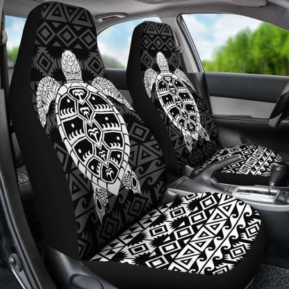 Polynesian Car Seat Covers - Polynesian Turtle Pattern White