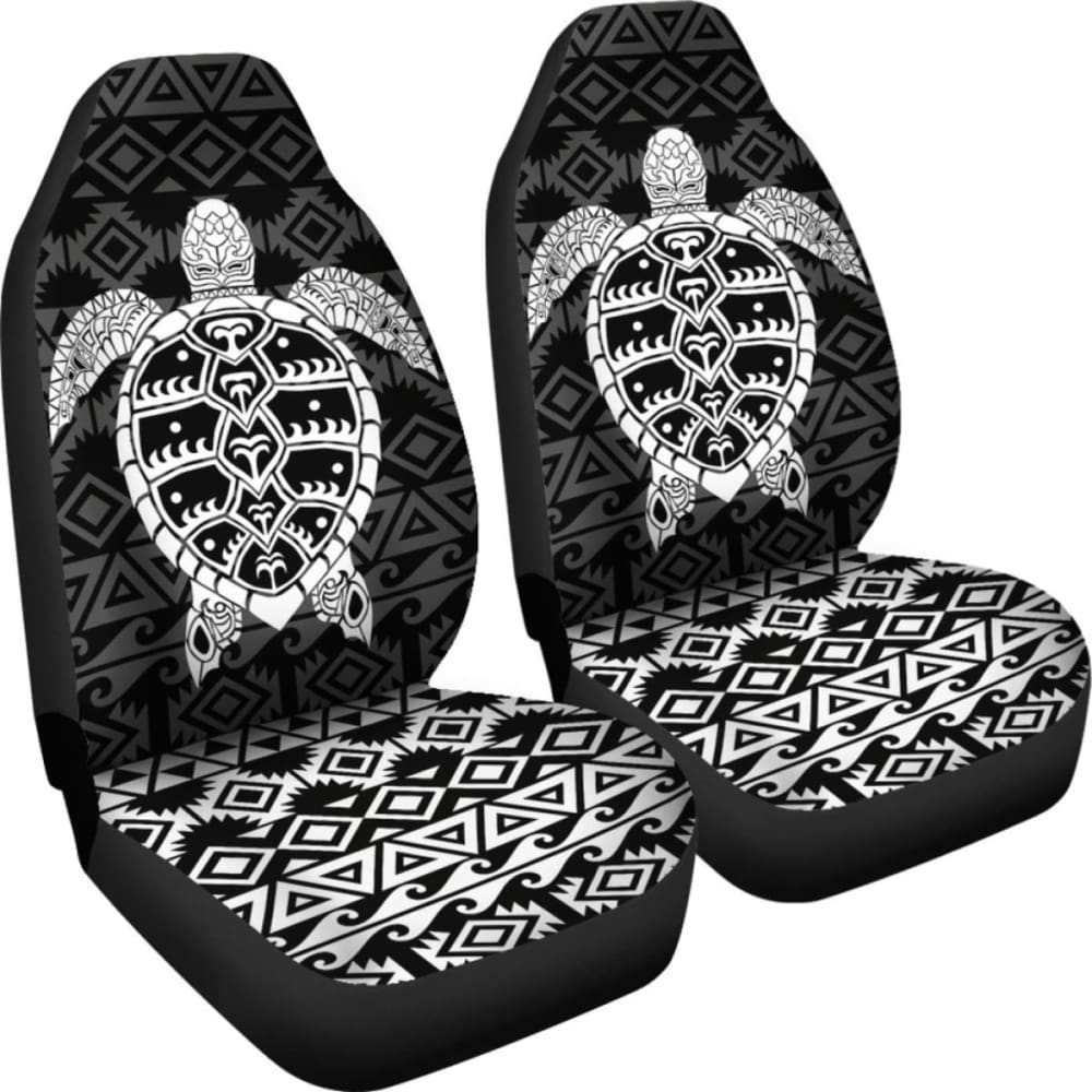 Polynesian Car Seat Covers - Polynesian Turtle Pattern White