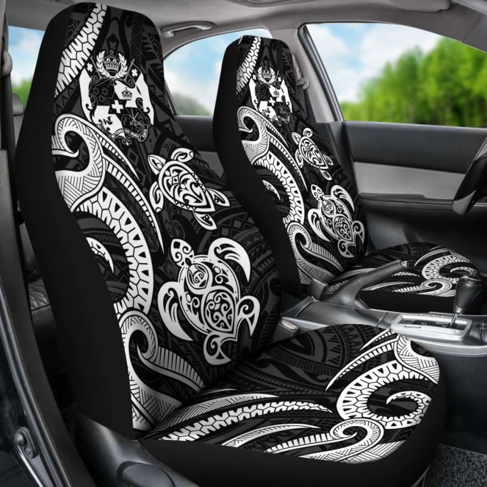 Tonga Polynesian Car Seat Covers - White Tentacle Turtle -