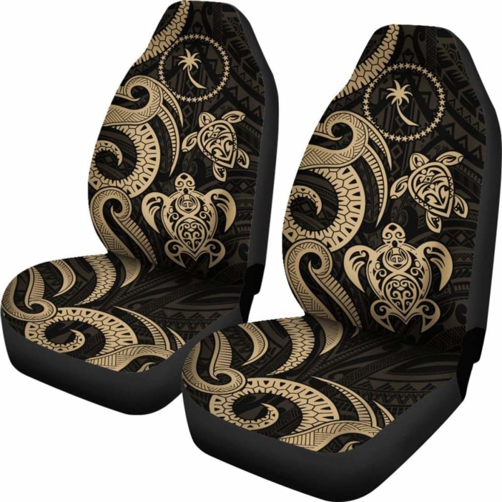 Chuuk Micronesian Car Seat Covers - Gold Tentacle Turtle -