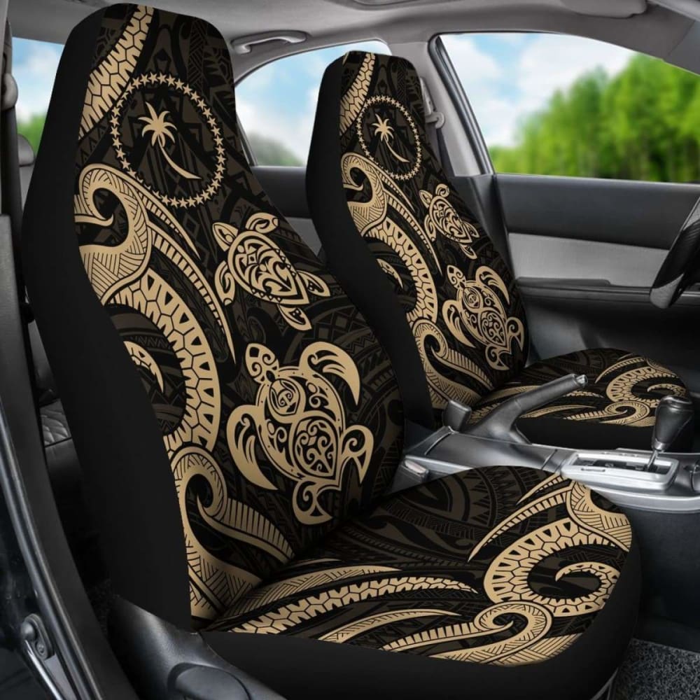 Chuuk Micronesian Car Seat Covers - Gold Tentacle Turtle -