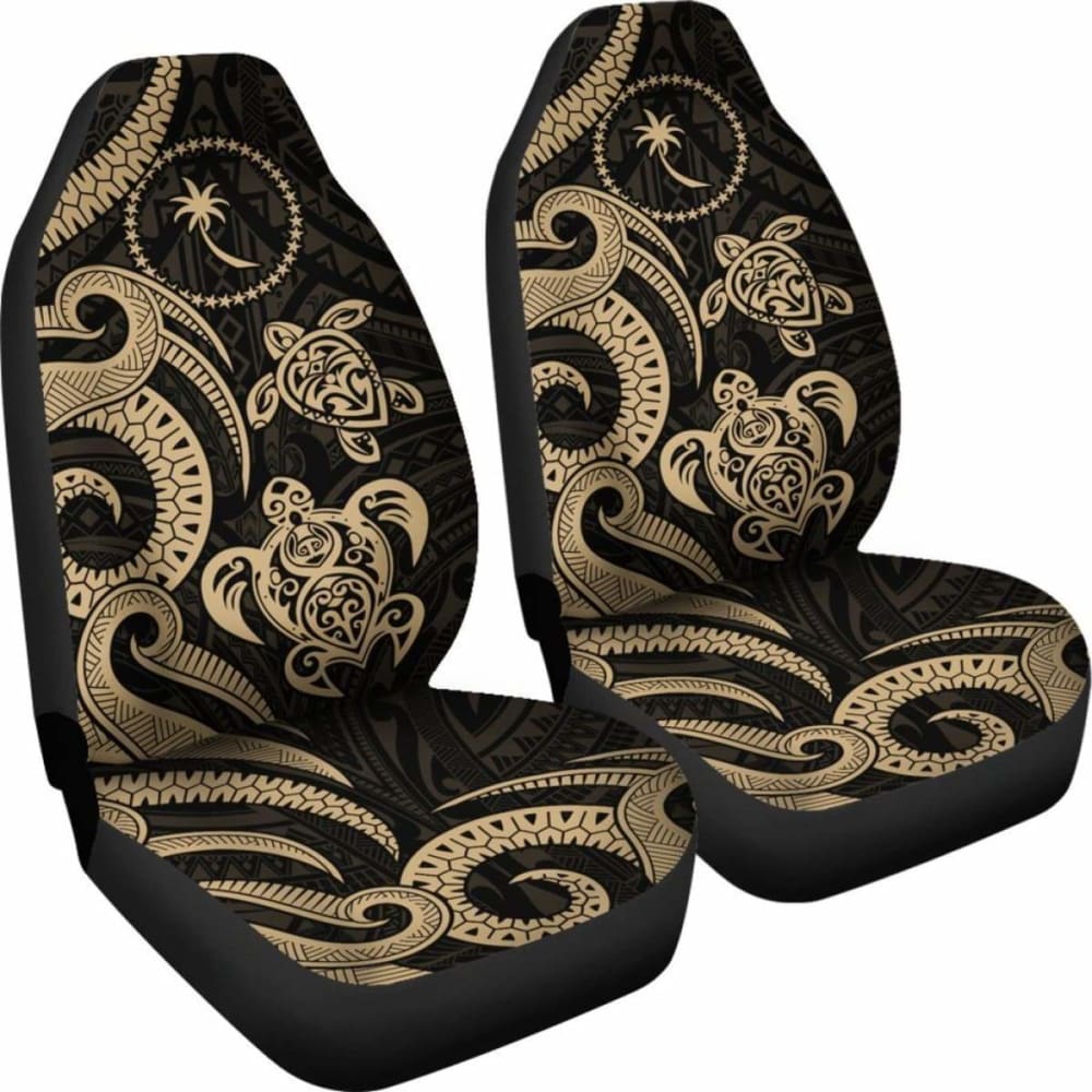 Chuuk Micronesian Car Seat Covers - Gold Tentacle Turtle -