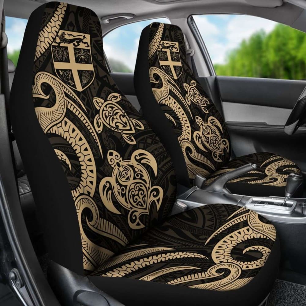 Fiji Polynesian Car Seat Covers - Gold Tentacle Turtle -