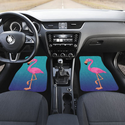 Pink Flamingo Blue Background Car Floor Mats