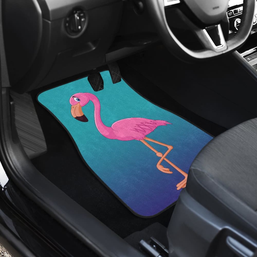 Pink Flamingo Blue Background Car Floor Mats