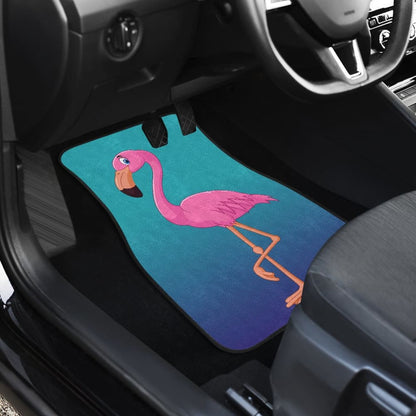 Pink Flamingo Blue Background Car Floor Mats