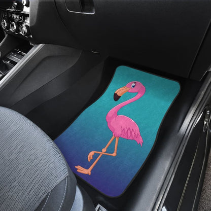 Pink Flamingo Blue Background Car Floor Mats