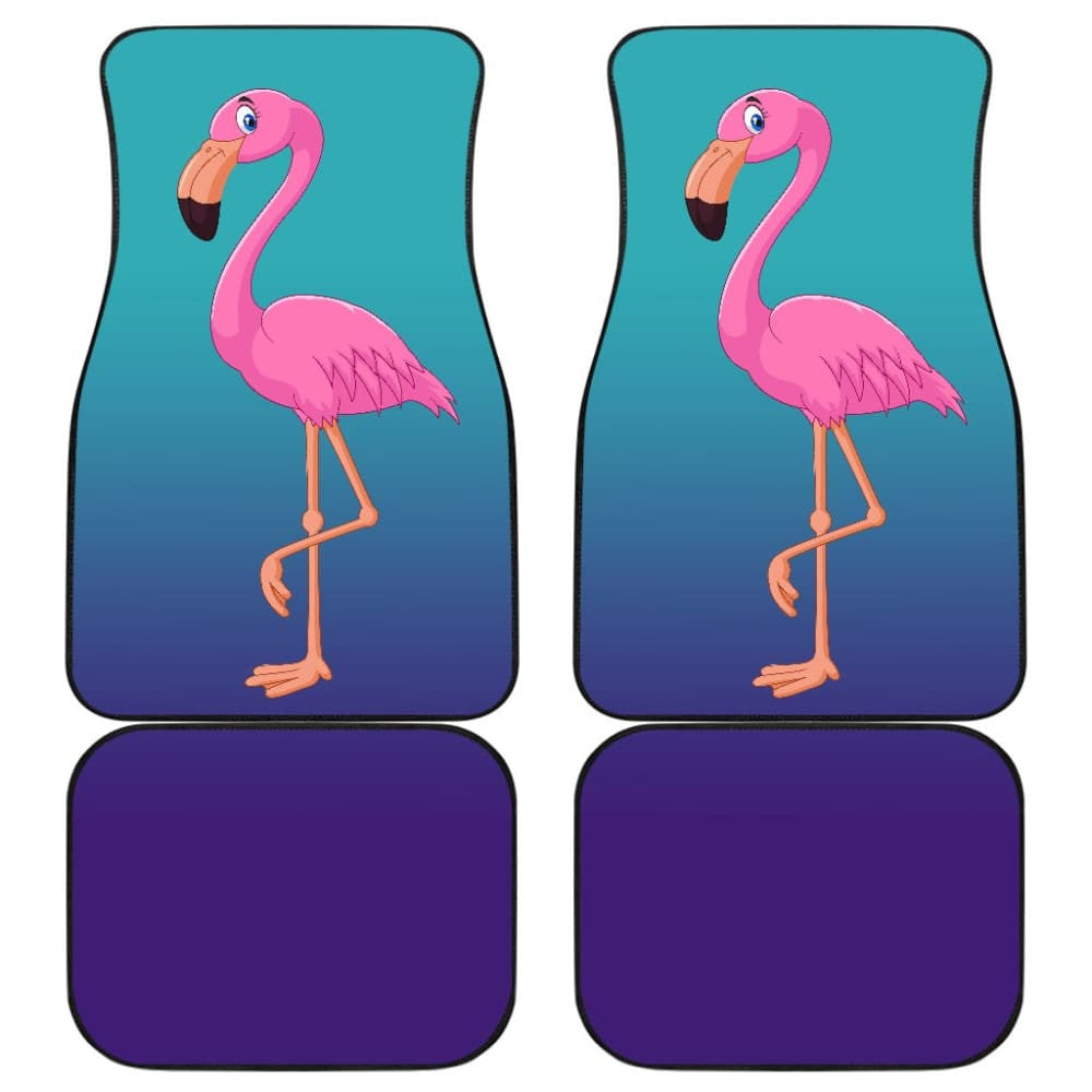 Pink Flamingo Blue Background Car Floor Mats