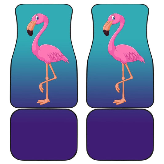 Pink Flamingo Blue Background Car Floor Mats