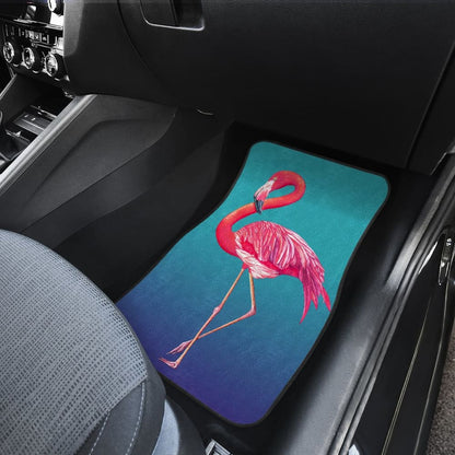 Pink Flamingos On Blue Background Car Floor Mats