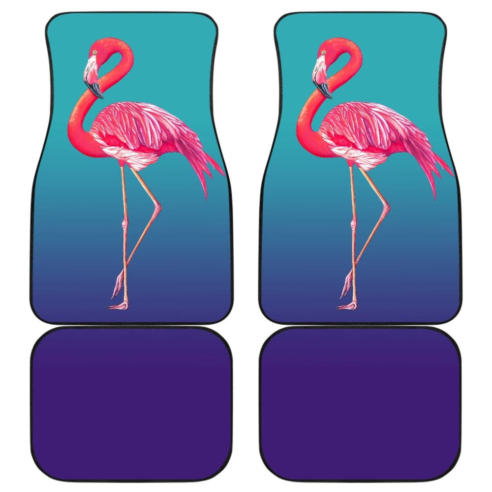 Pink Flamingos On Blue Background Car Floor Mats