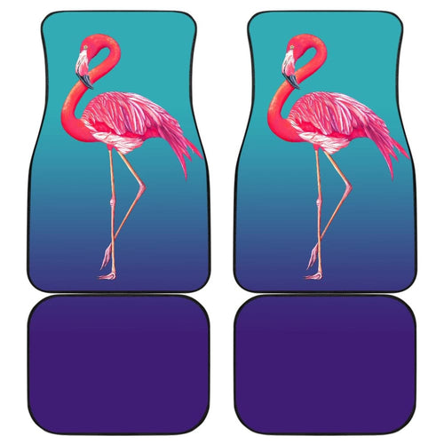 Pink Flamingos On Blue Background Car Floor Mats
