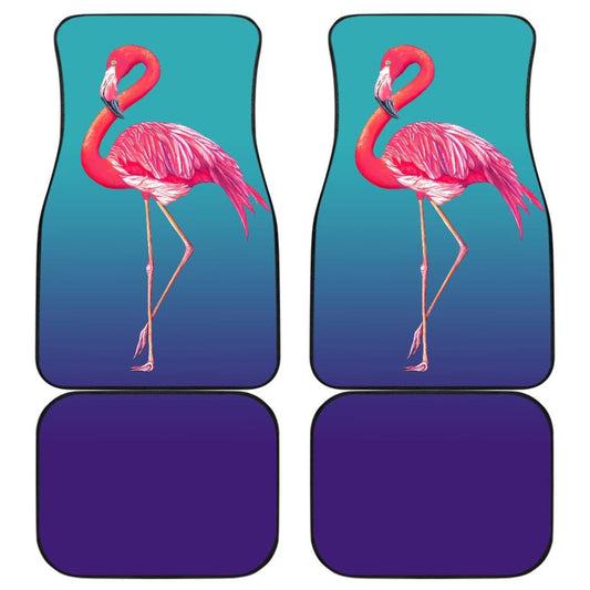 Pink Flamingos On Blue Background Car Floor Mats