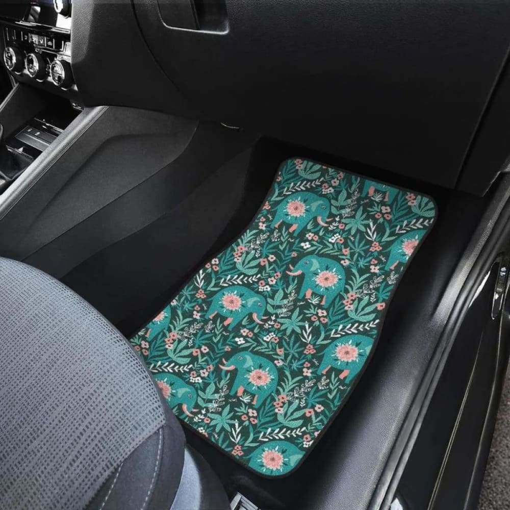 Elephants Jungle Pattern Front And Back Car Mats