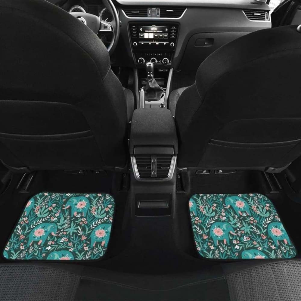 Elephants Jungle Pattern Front And Back Car Mats