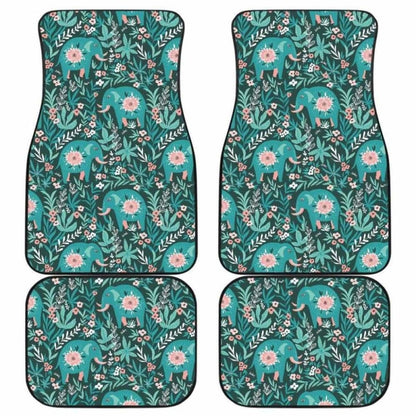 Elephants Jungle Pattern Front And Back Car Mats