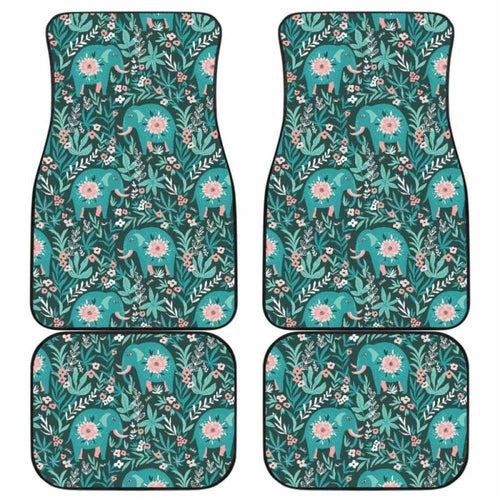 Elephants Jungle Pattern Front And Back Car Mats