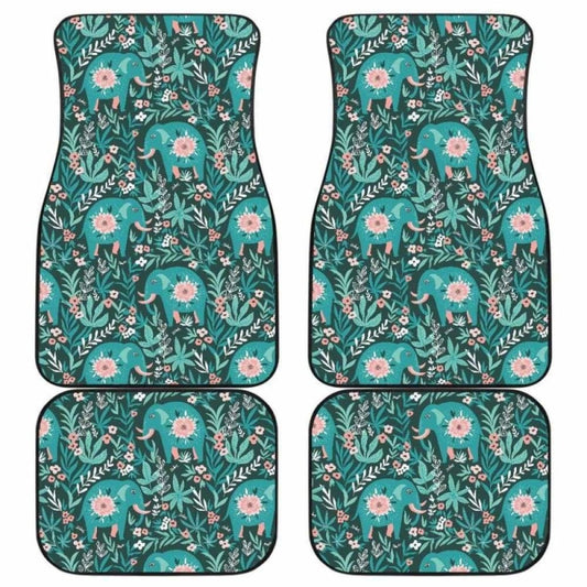 Elephants Jungle Pattern Front And Back Car Mats
