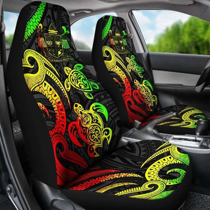 Fiji Polynesian Car Seat Covers - Reggae Tentacle Turtle Crest -
