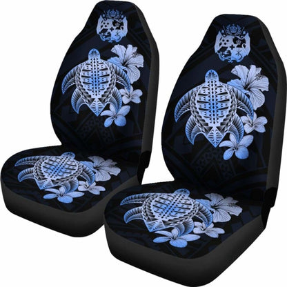Tongan Car Seat Covers Hibiscus Plumeria Mix Polynesian Turtle Blue Awesome