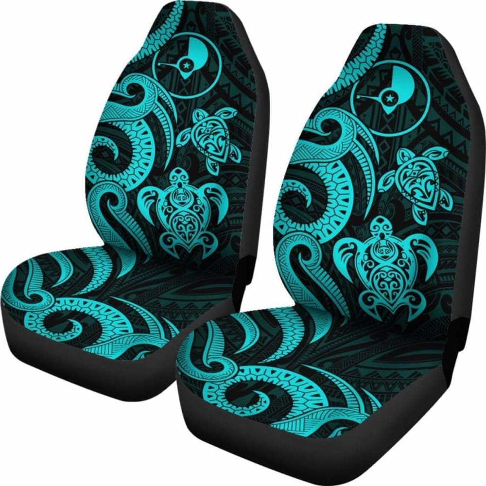 Yap Micronesian Car Seat Covers - Turquoise Tentacle Turtle -