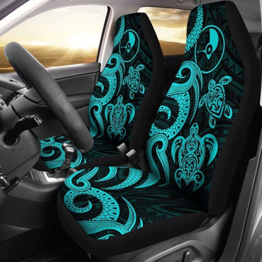 Yap Micronesian Car Seat Covers - Turquoise Tentacle Turtle -