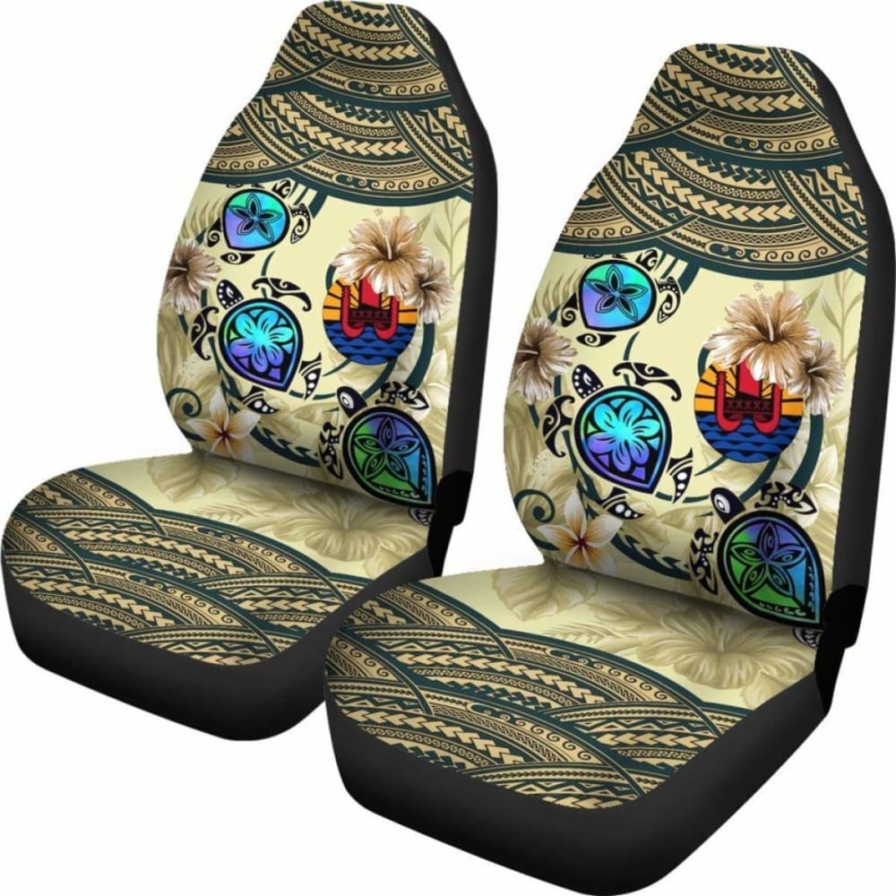 Tahiti Car Seat Covers - Polynesian Turtle Plumeria Blue Amazing