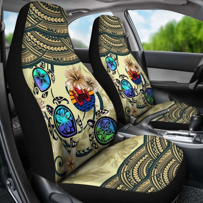 Tahiti Car Seat Covers - Polynesian Turtle Plumeria Blue Amazing