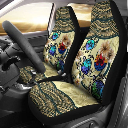 Tahiti Car Seat Covers - Polynesian Turtle Plumeria Blue Amazing