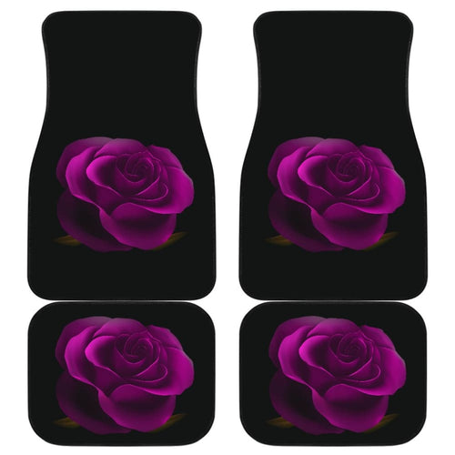 Purple Rose Blooming on Black Background Car Floor Mats