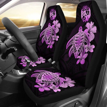 Tongan Car Seat Covers Hibiscus Plumeria Mix Polynesian Turtle Pink Awesome