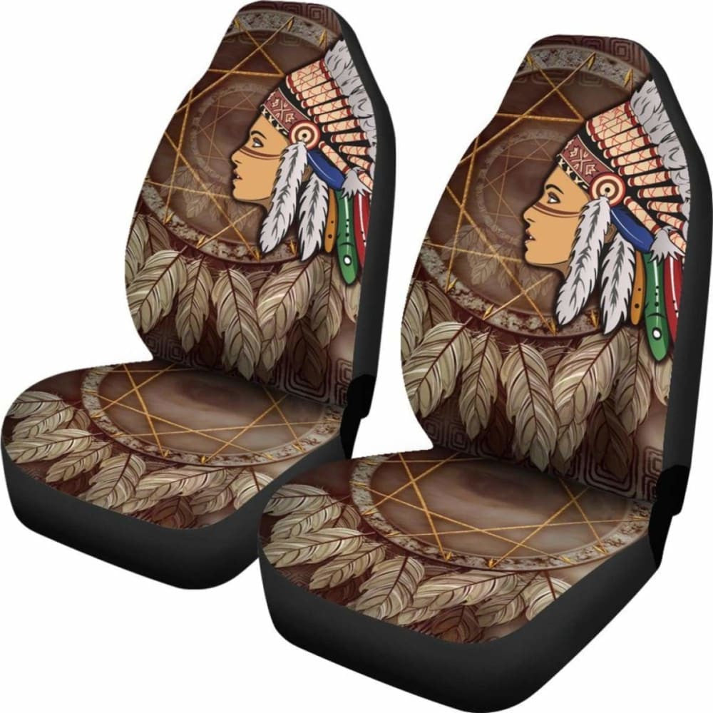 Native American Car Seat Covers - Native American Girls With Dreamcatcher -