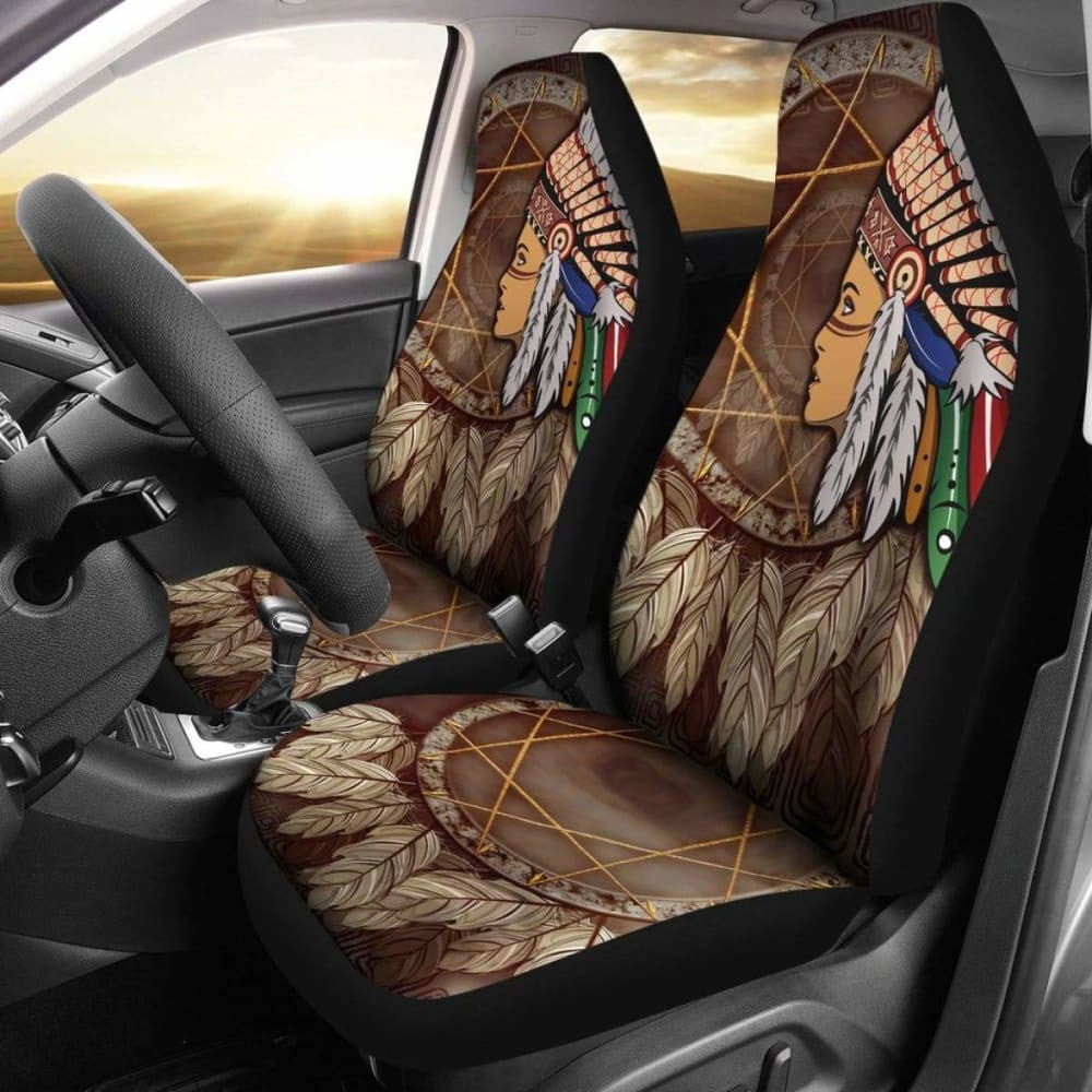 Native American Car Seat Covers - Native American Girls With Dreamcatcher -