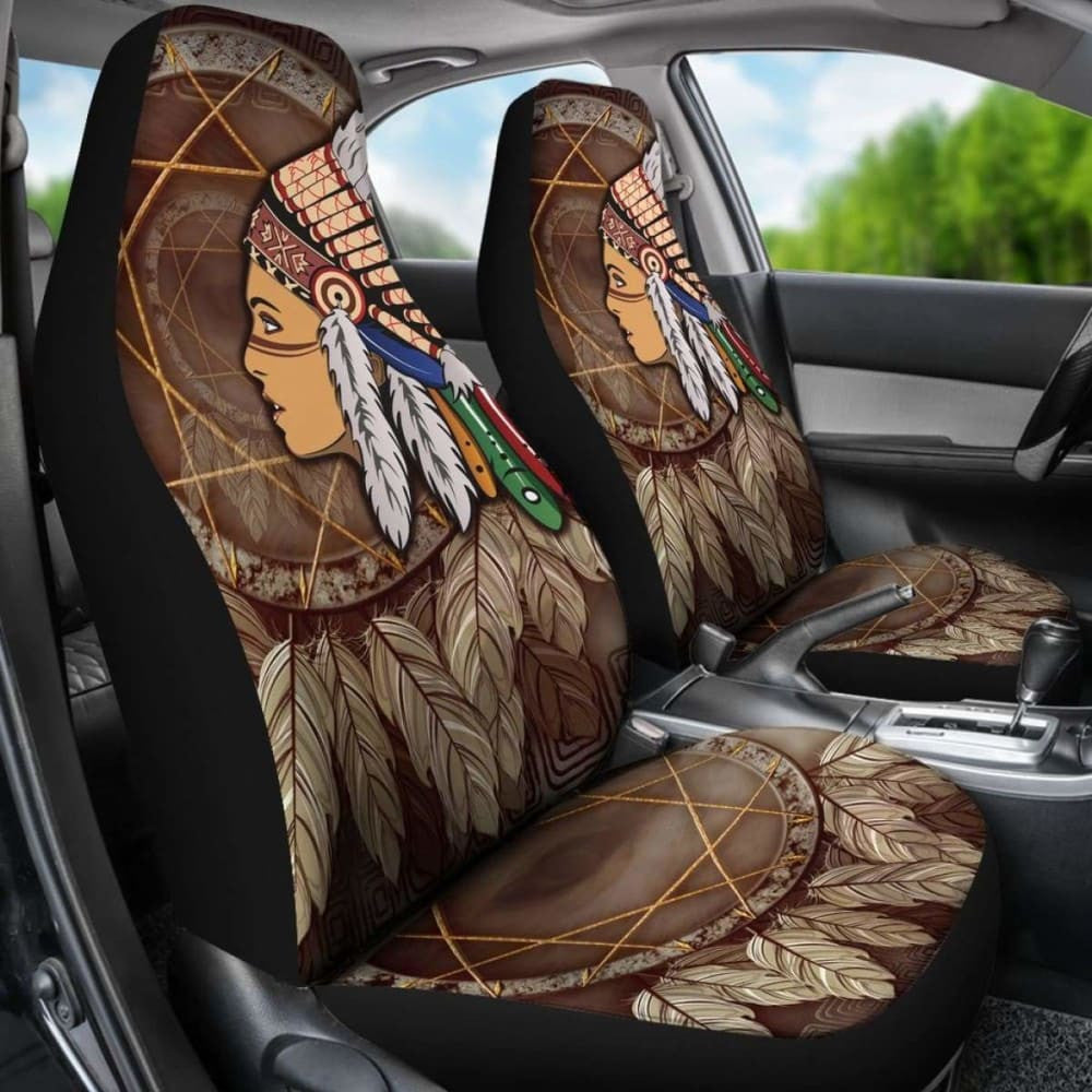Native American Car Seat Covers - Native American Girls With Dreamcatcher -